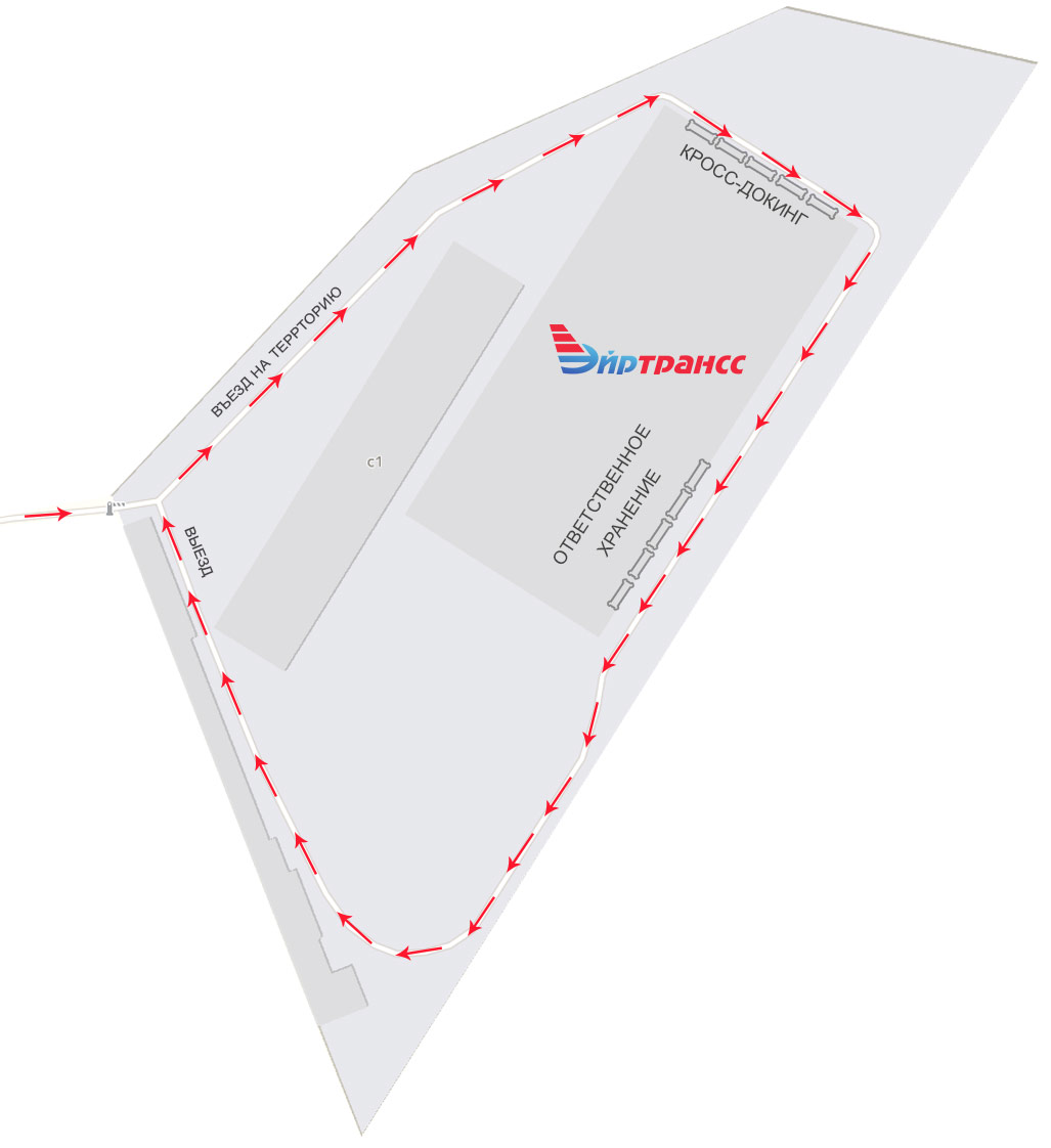 Схема проезда на территорию склада ЭйрТрансс в Воеводино